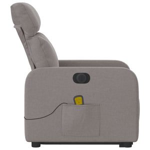 vidaXL Elektrischer Massagesessel mit Aufstehhilfe Taupe Stoff