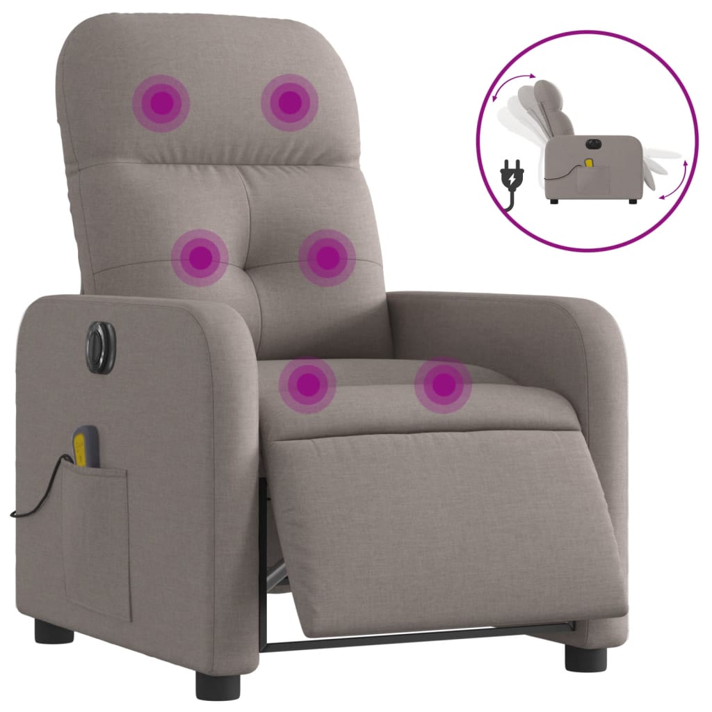 vidaXL Massagesessel Elektrisch Taupe Stoff