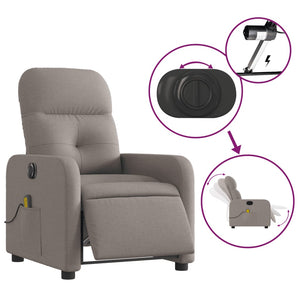 vidaXL Massagesessel Elektrisch Taupe Stoff