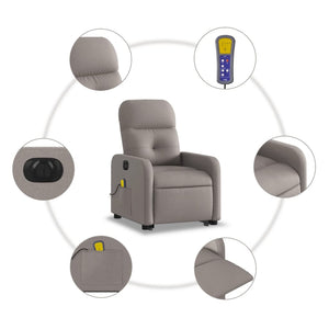 vidaXL Elektrischer Massagesessel mit Aufstehhilfe Taupe Stoff