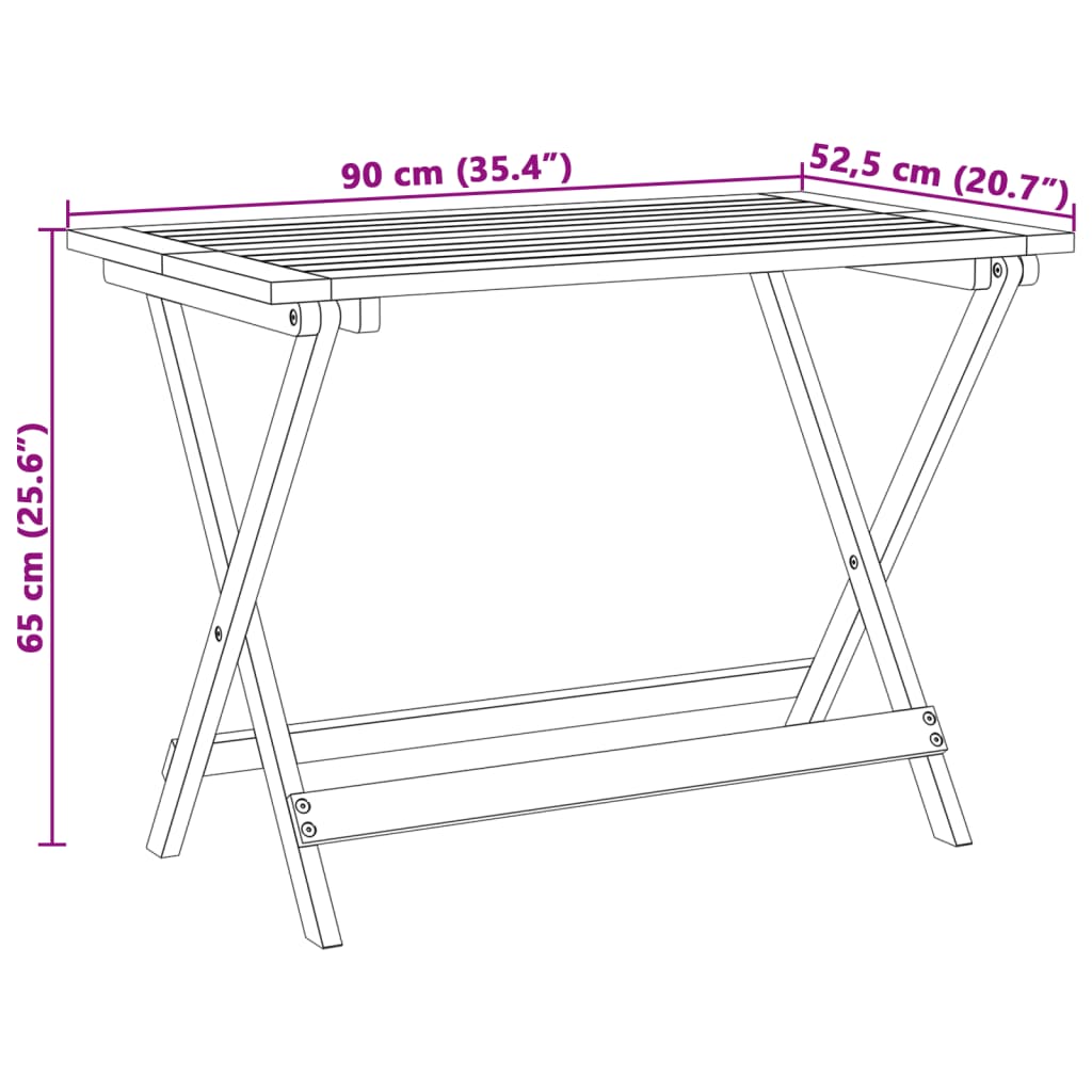 Gartentisch Klappbar 90x52,5x65 cm Massivholz Akazie Stilecasa