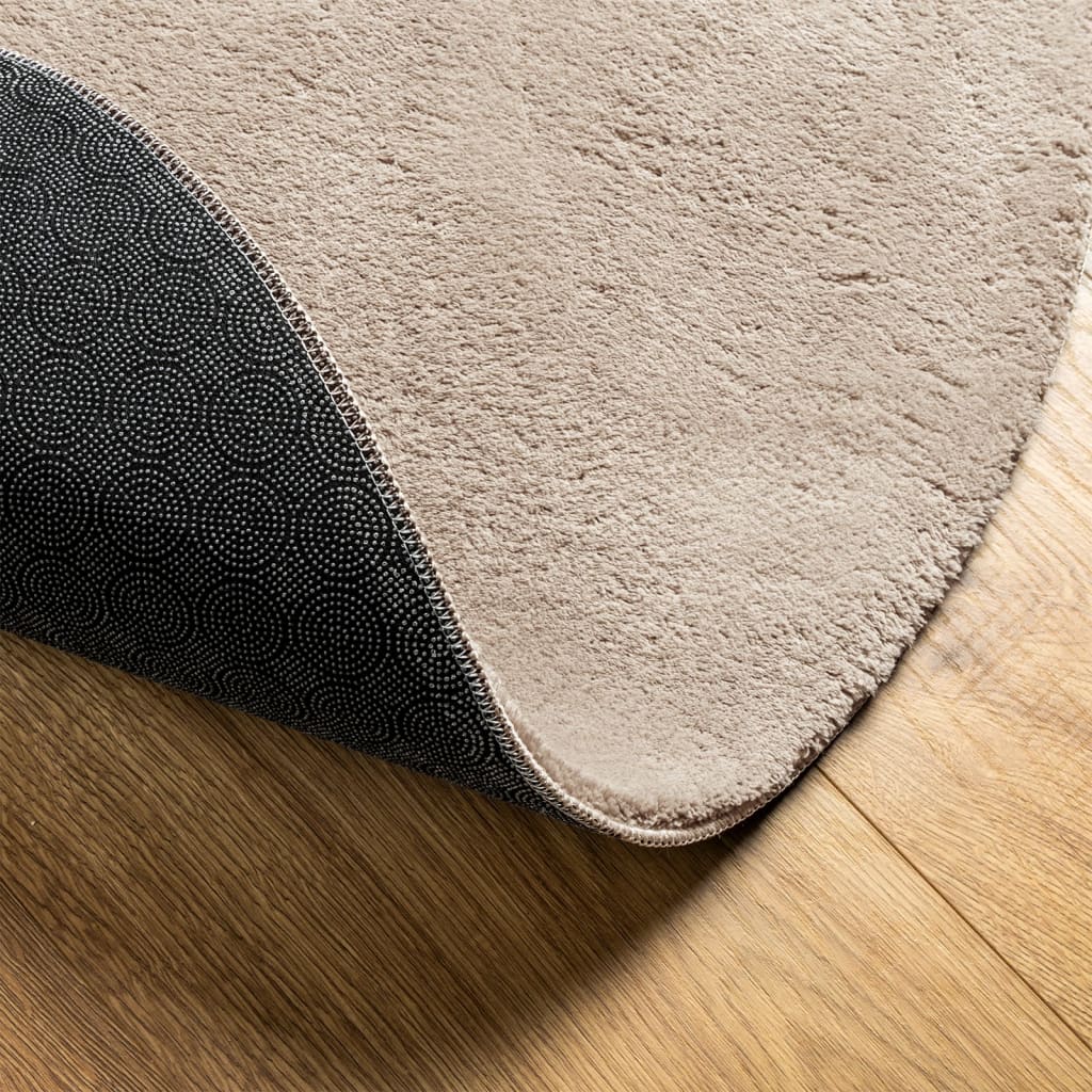 vidaXL Teppich HUARTE Kurzflor Weich und Waschbar Sandfarben Ø 100 cm