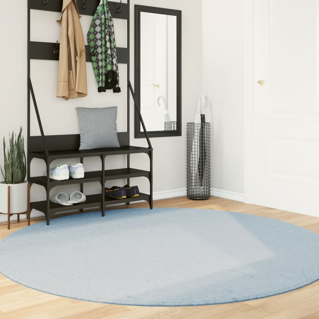 vidaXL Teppich HUARTE Kurzflor Weich und Waschbar Blau Ø 200 cm