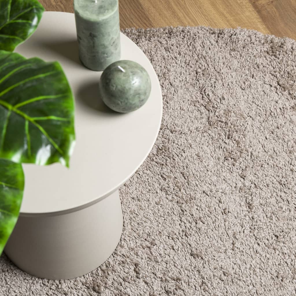 Shaggy-Teppich PAMPLONA Hochflor Modern Beige Ø 240 cm Stilecasa