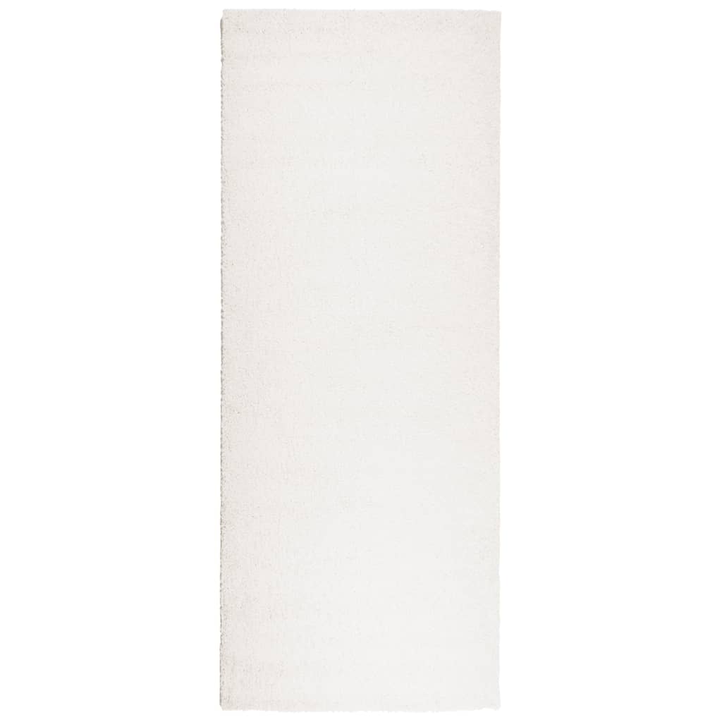 vidaXL Teppich Shaggy Hochflor Modern Creme 80x200 cm