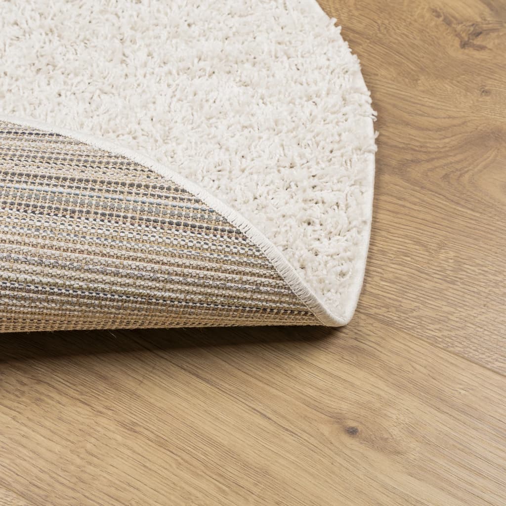 vidaXL Teppich Shaggy Hochflor Modern Creme Ø 80 cm