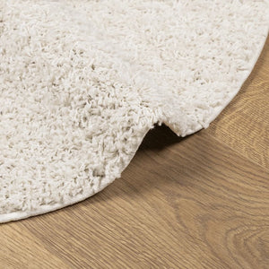 vidaXL Teppich Shaggy Hochflor Modern Creme Ø 120 cm