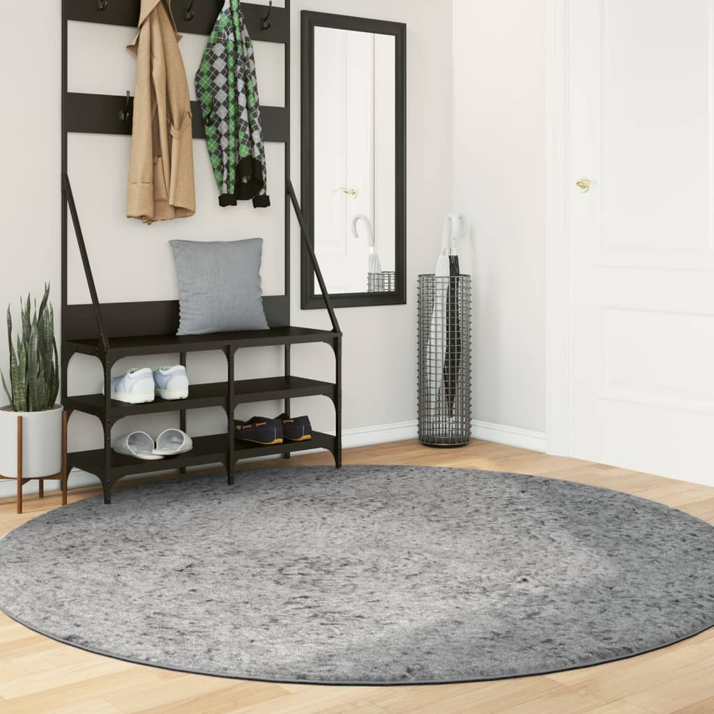 vidaXL Shaggy-Teppich PAMPLONA Hochflor Modern Grau Ø 200 cm