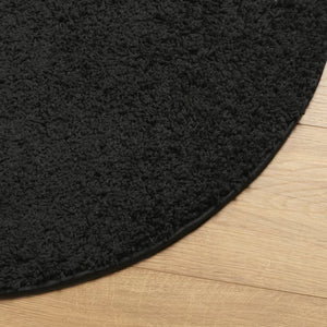 vidaXL Shaggy-Teppich PAMPLONA Hochflor Modern Schwarz Ø 80 cm