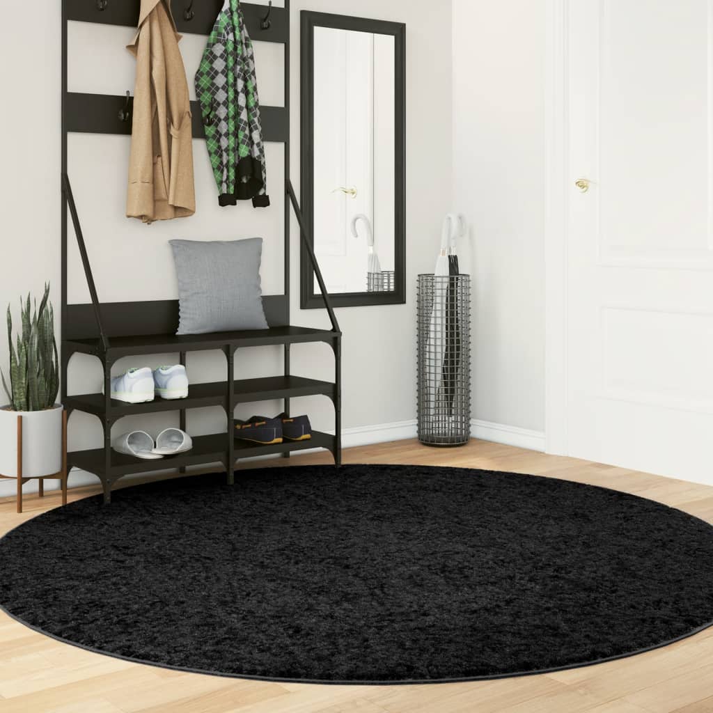 vidaXL Shaggy-Teppich PAMPLONA Hochflor Modern Schwarz Ø 200 cm