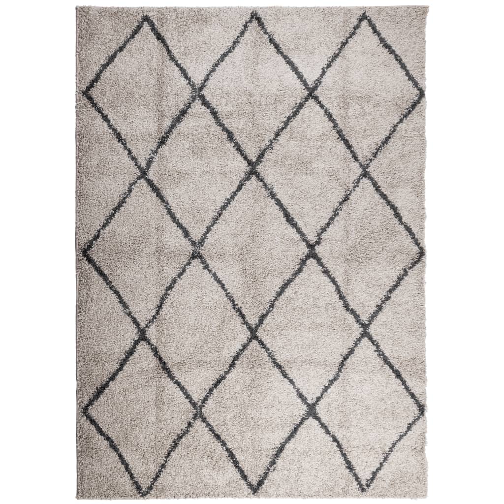 vidaXL Shaggy-Teppich Hochflor Modern Beige Anthrazit 240x340 cm