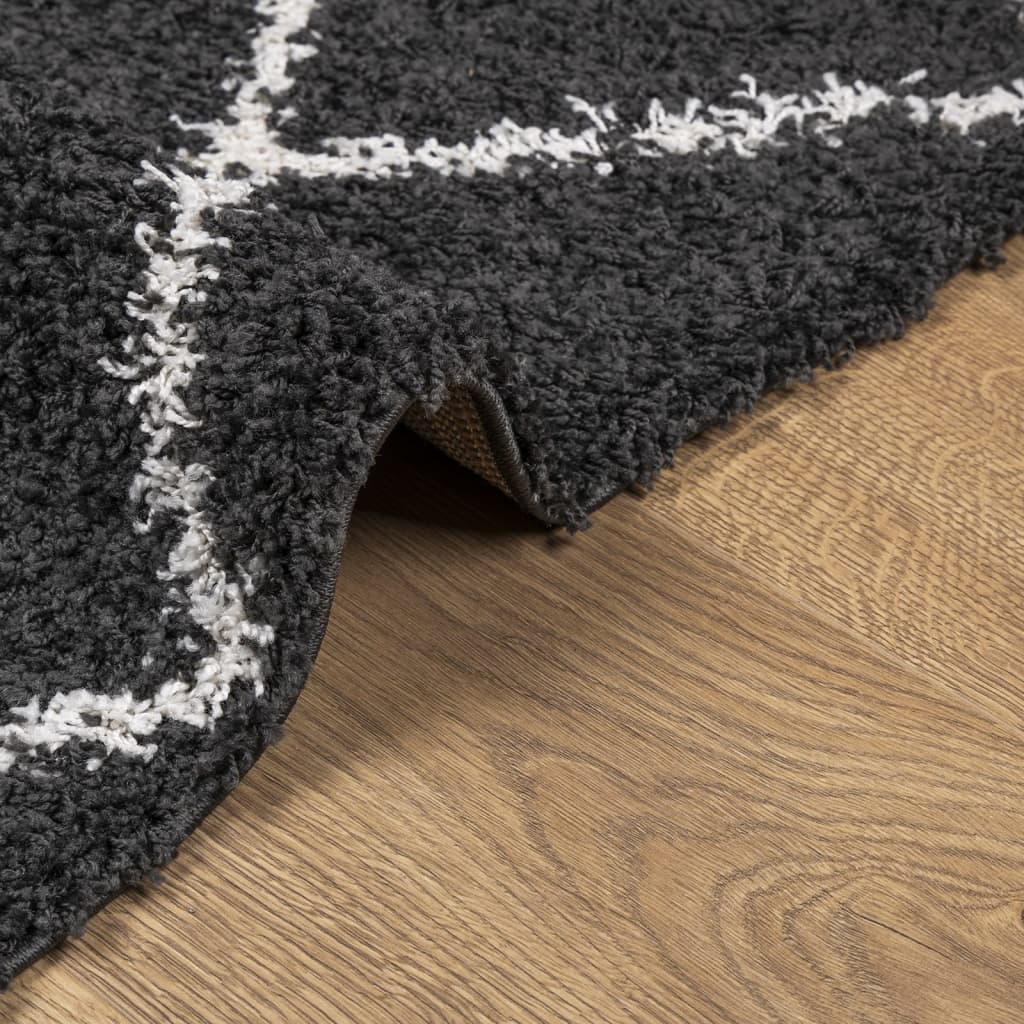 vidaXL Teppich Shaggy Hochflor Modern Schwarz und Creme 60x110 cm