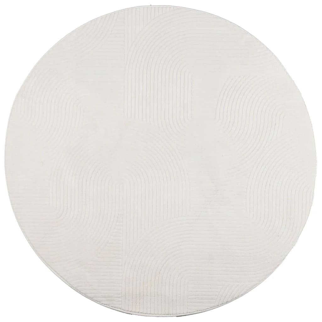 vidaXL Teppich IZA Kurzflor Skandinavischer Look Creme Ø 100 cm