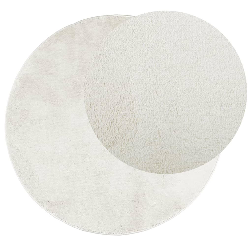 vidaXL Teppich OVIEDO Kurzflor Creme Ø 100 cm