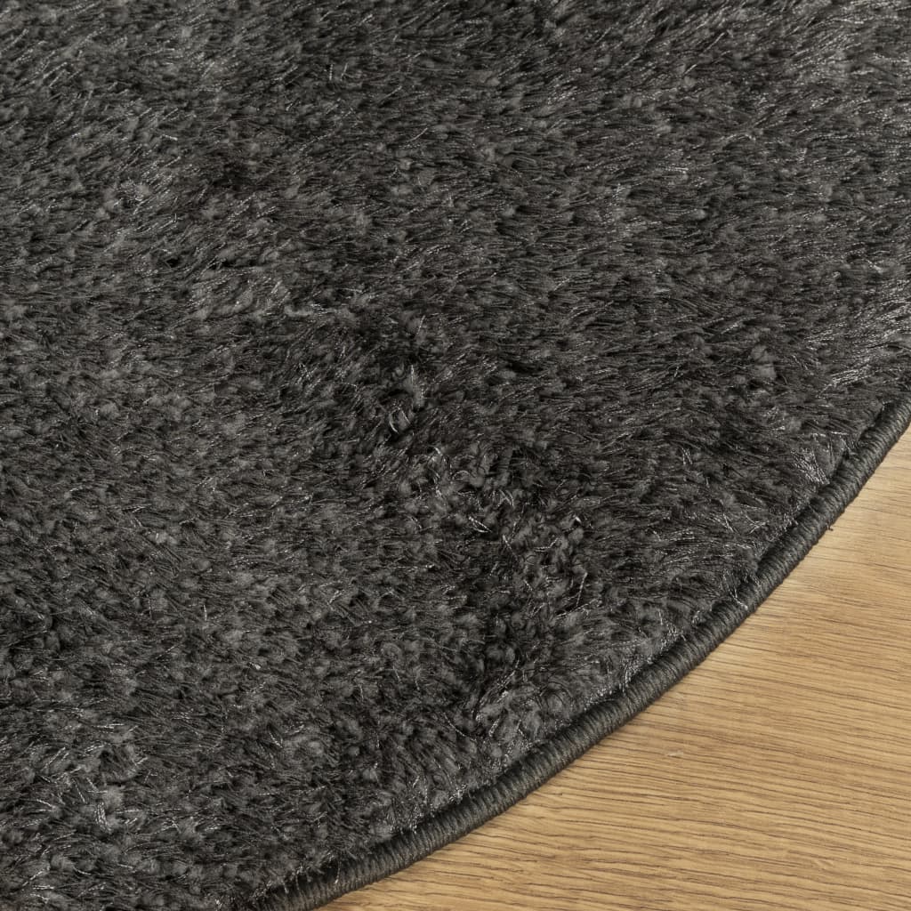 Teppich ISTAN Hochflor Glänzend Anthrazit Ø 80 cm