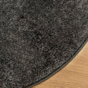 Teppich ISTAN Hochflor Glänzend Anthrazit Ø 120 cm