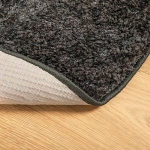 Teppich ISTAN Hochflor Glänzend Anthrazit Ø 120 cm