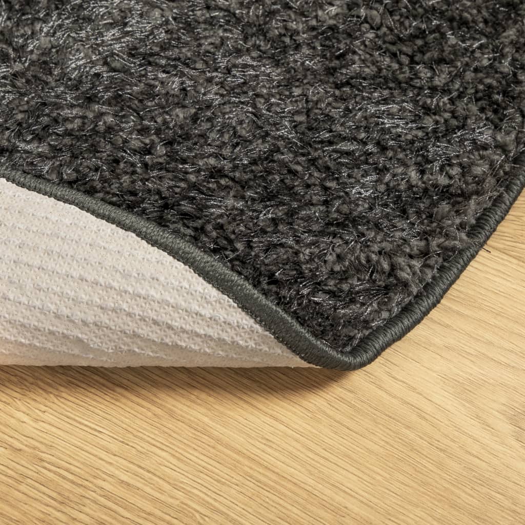 vidaXL Teppich ISTAN Hochflor Glänzend Anthrazit Ø 160 cm