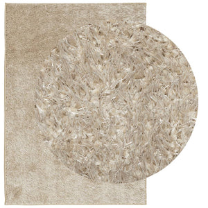 Teppich ISTAN Hochflor Glänzend Beige 140x200 cm