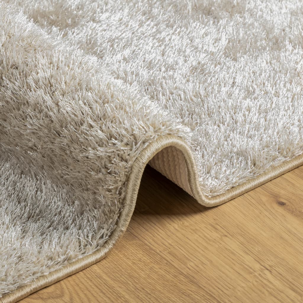 Teppich ISTAN Hochflor Glänzend Beige 140x200 cm