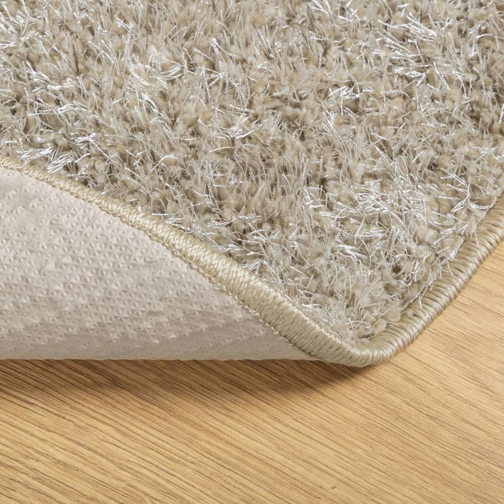 vidaXL Teppich ISTAN Hochflor Glänzend Beige Ø 120 cm