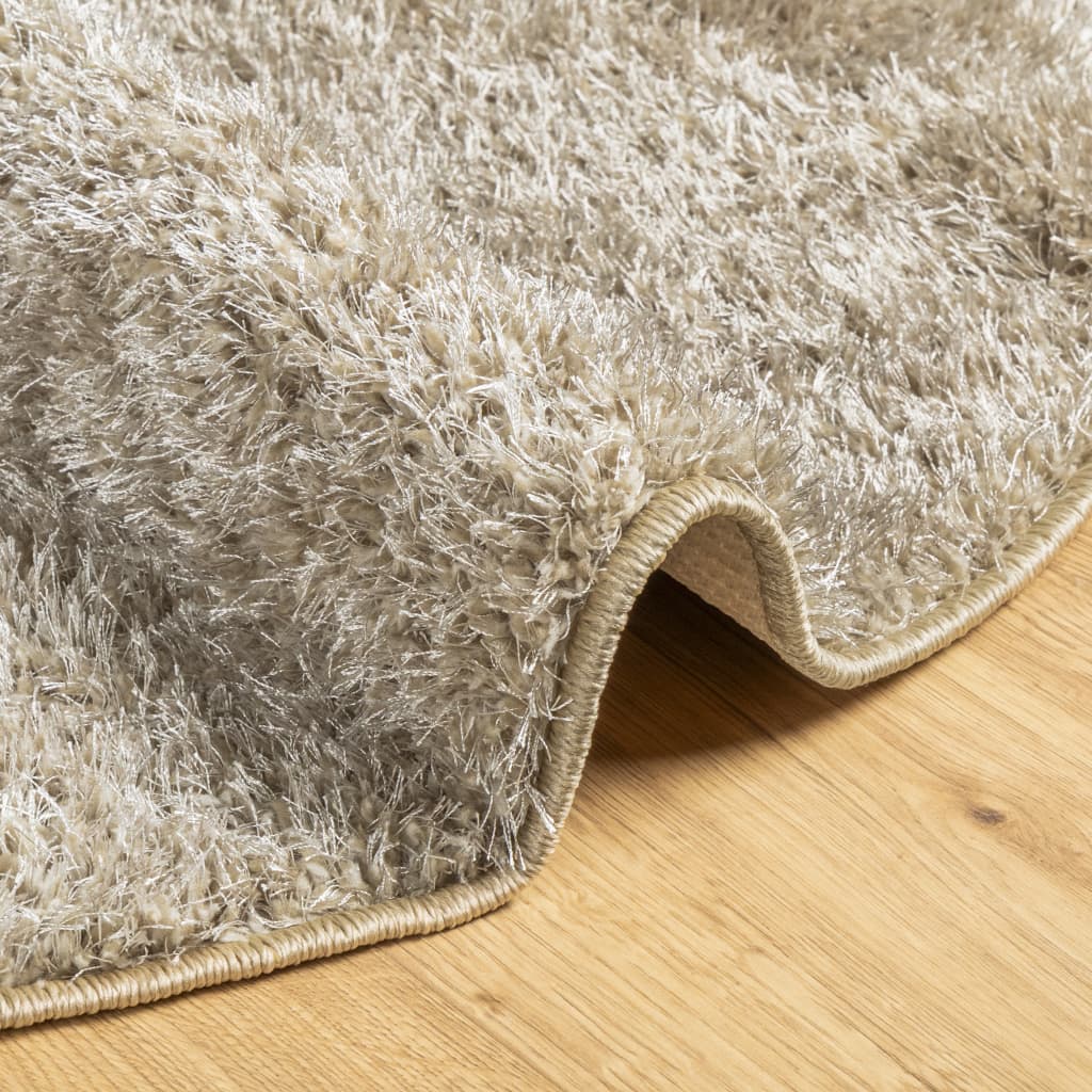 vidaXL Teppich ISTAN Hochflor Glänzend Beige Ø 160 cm