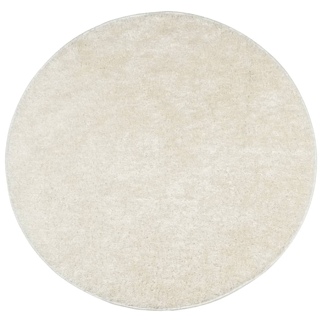 vidaXL Teppich ISTAN Hochflor Glänzend Creme Ø 120 cm