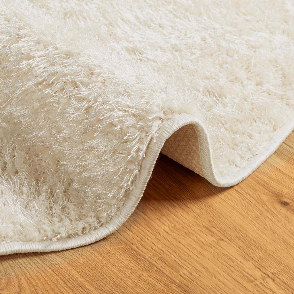 vidaXL Teppich ISTAN Hochflor Glänzend Creme Ø 120 cm