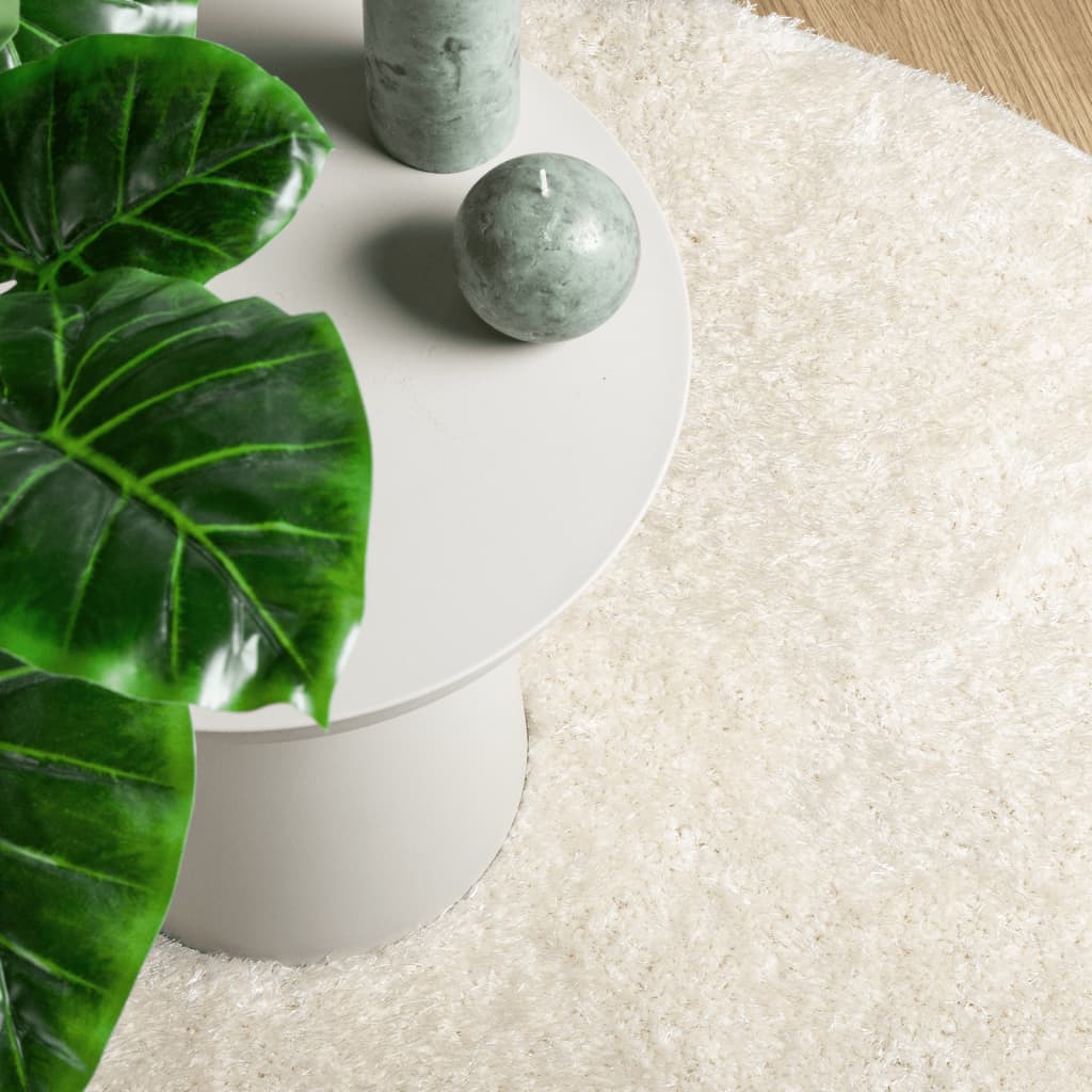 vidaXL Teppich ISTAN Hochflor Glänzend Creme Ø 200 cm