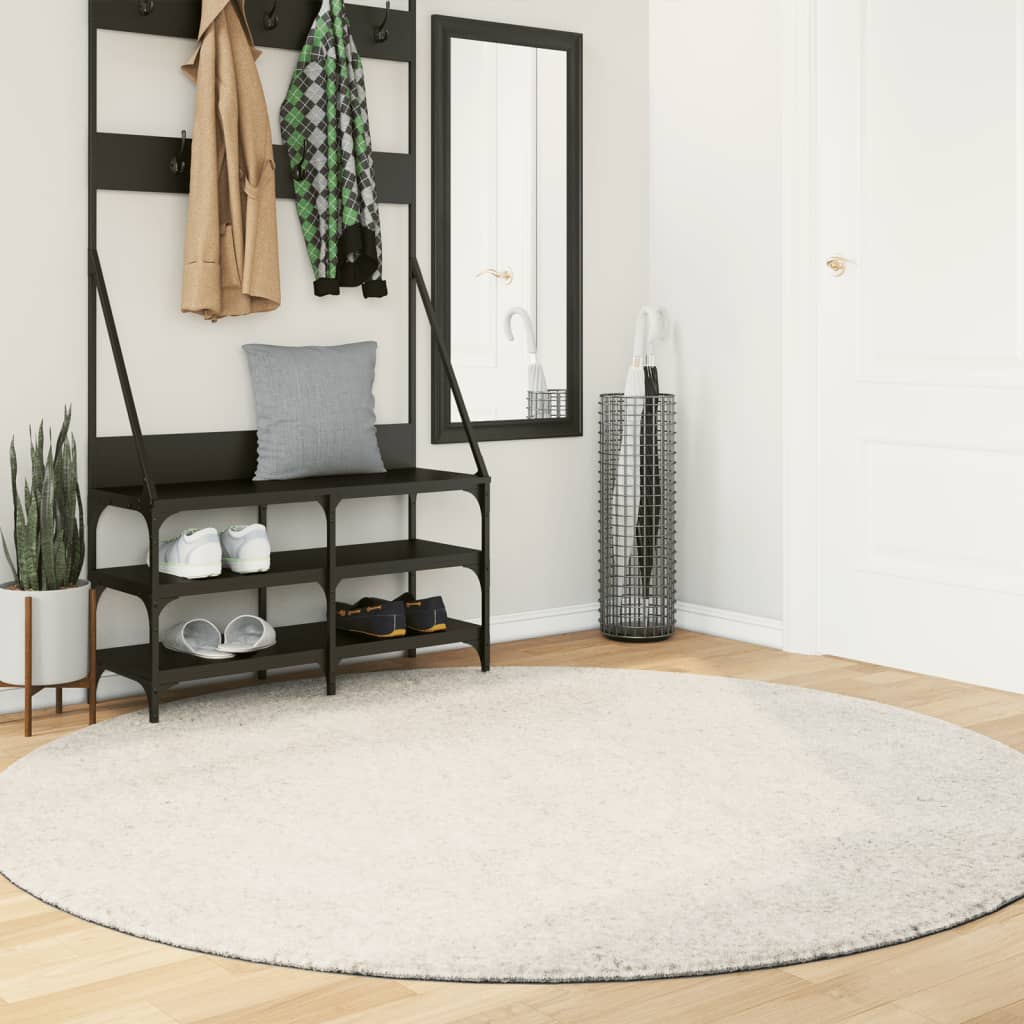 vidaXL Teppich ISTAN Hochflor Glänzend Creme Ø 200 cm