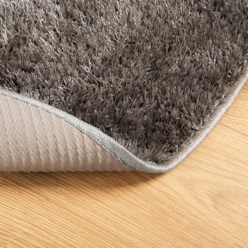 vidaXL Teppich ISTAN Hochflor Glänzend Grau Ø 80 cm