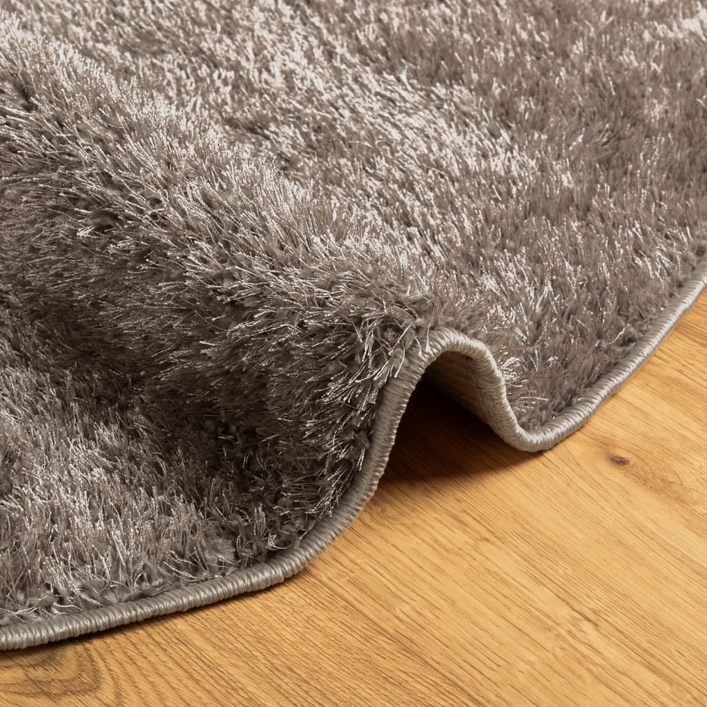 vidaXL Teppich ISTAN Hochflor Glänzend Grau Ø 120 cm