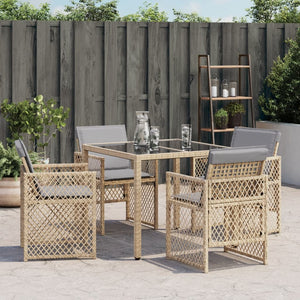 Gartenstühle mit Kissen 4 Stk. Beigemischung Poly Rattan