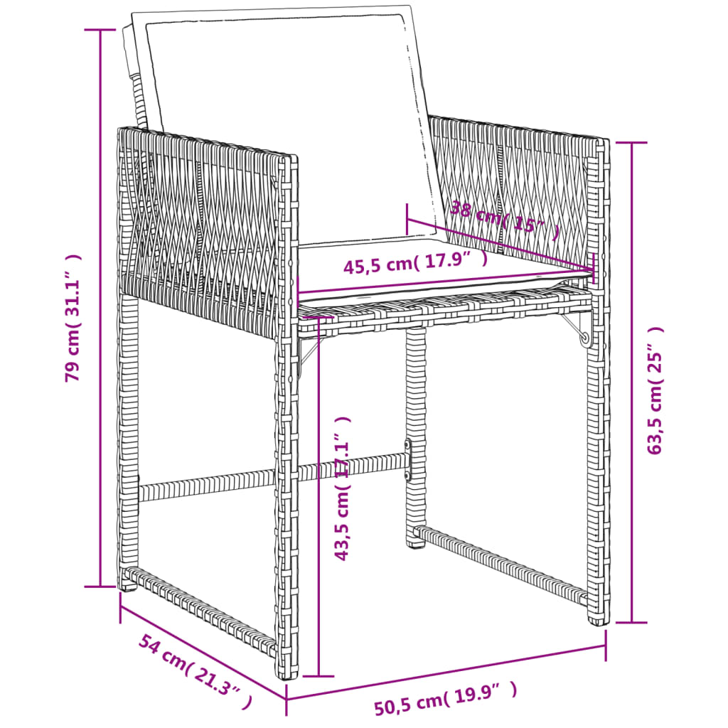 Gartenstühle mit Kissen 4 Stk. Beigemischung Poly Rattan