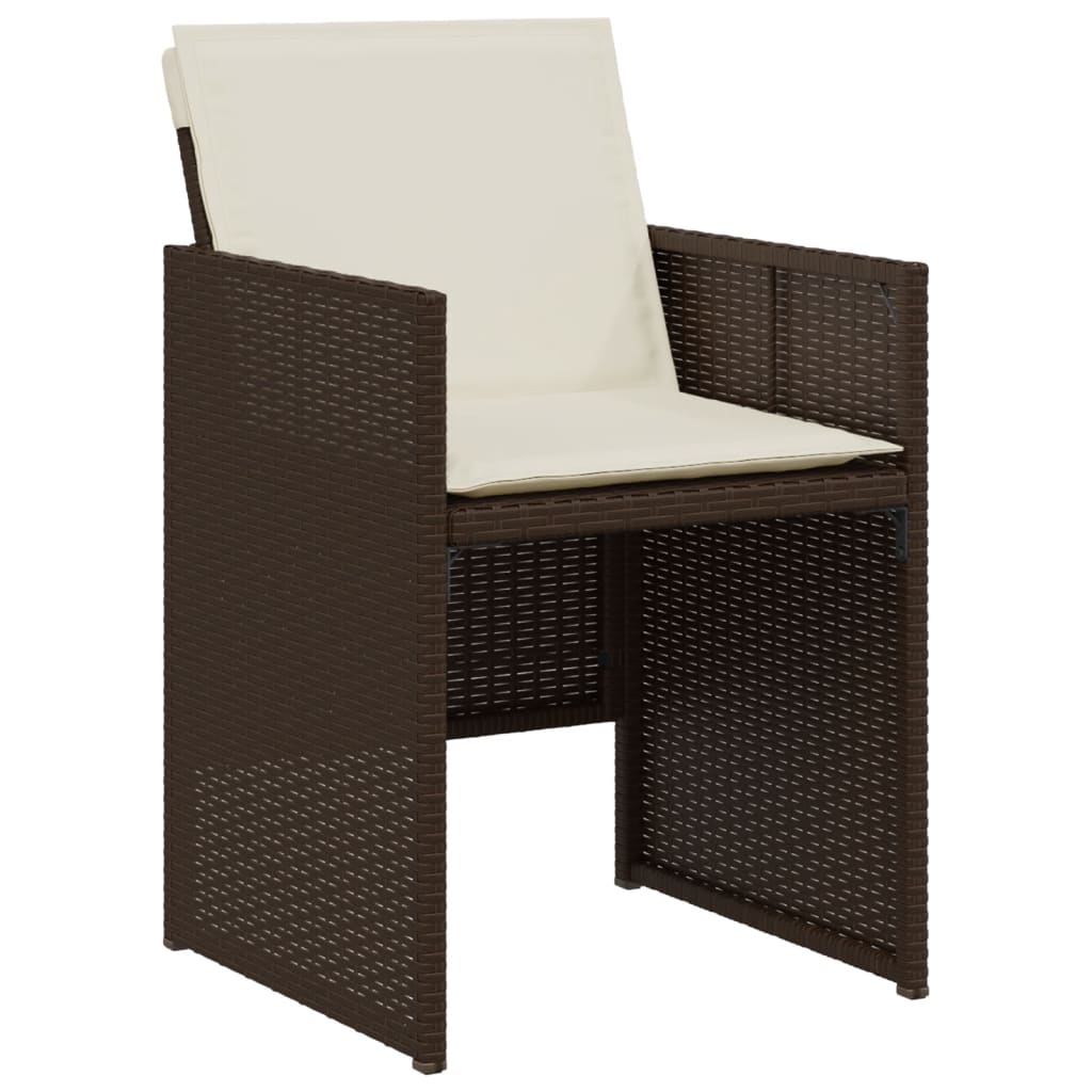 vidaXL 3-tlg. Bistro-Set mit Kissen Braun Poly Rattan