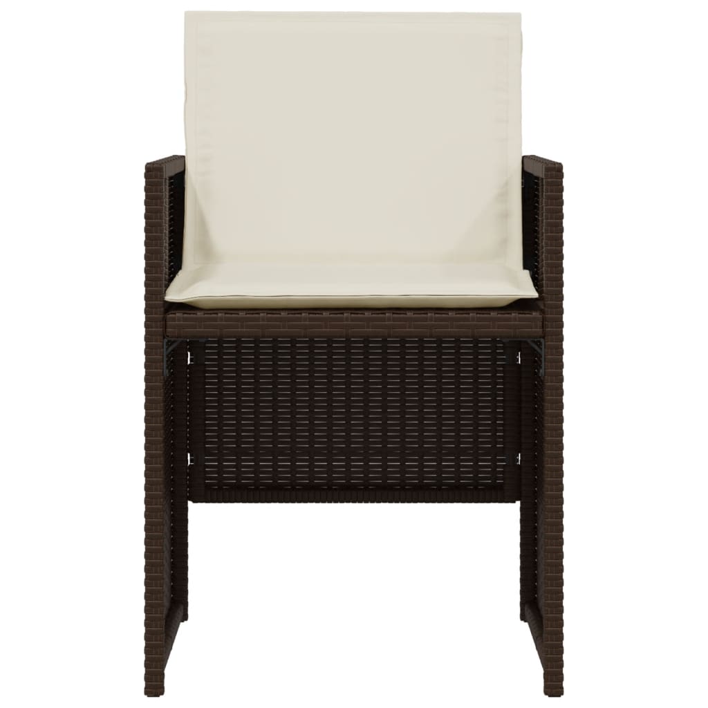 vidaXL 3-tlg. Bistro-Set mit Kissen Braun Poly Rattan