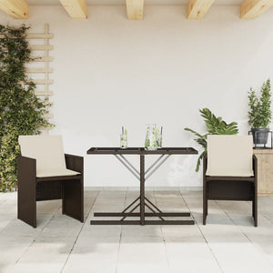 vidaXL 3-tlg. Bistro-Set mit Kissen Braun Poly Rattan