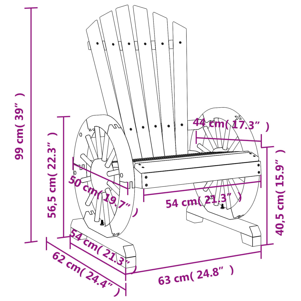 vidaXL Adirondack-Gartenstühle 2 Stk. Massivholz Tanne