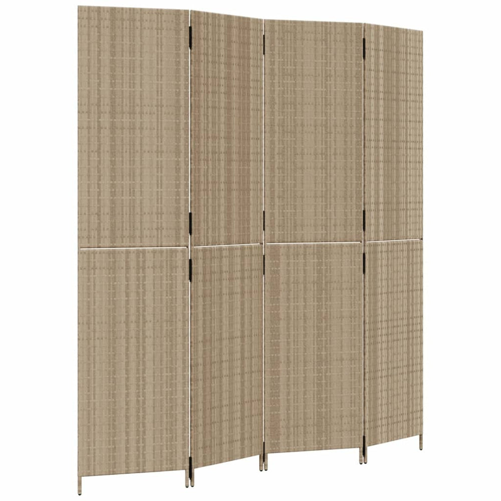 Paravent 4-tlg. Beige Poly Rattan Stilecasa