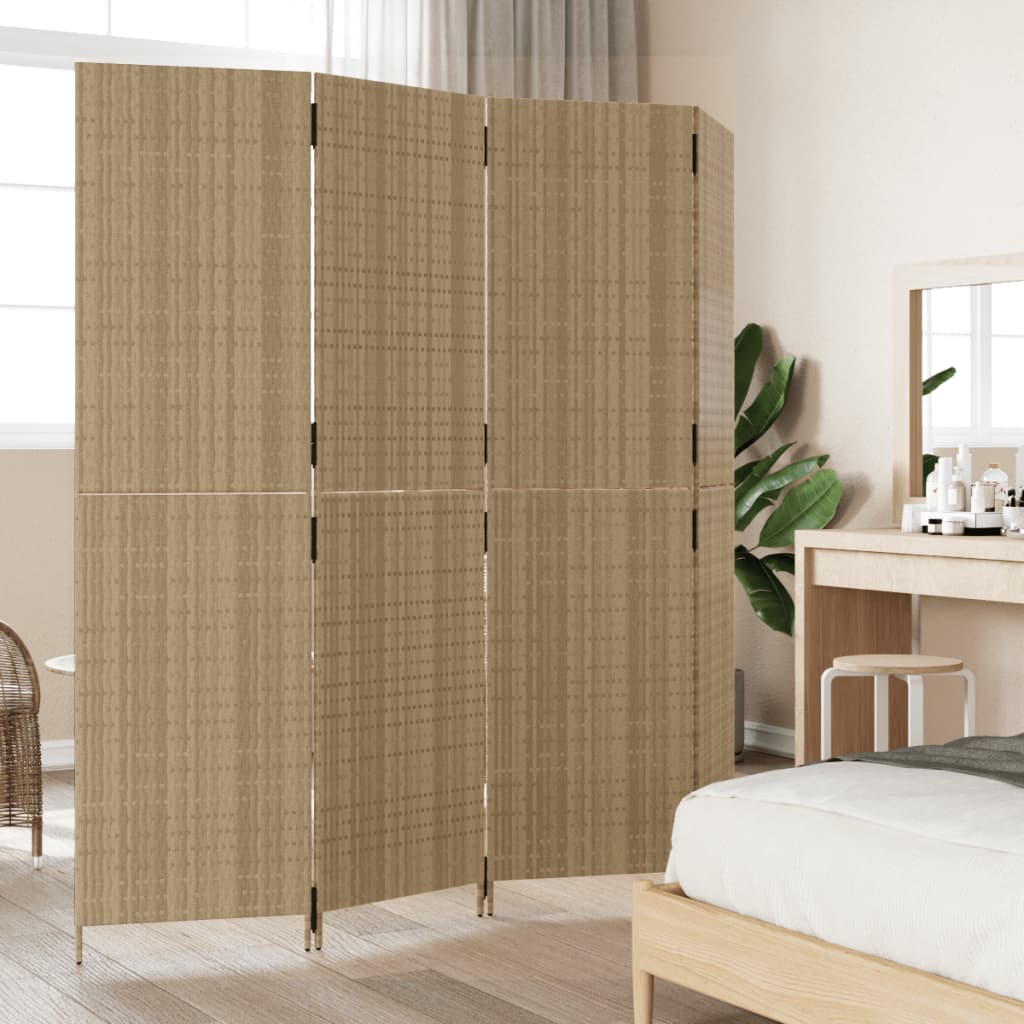 Paravent 4-tlg. Beige Poly Rattan Stilecasa