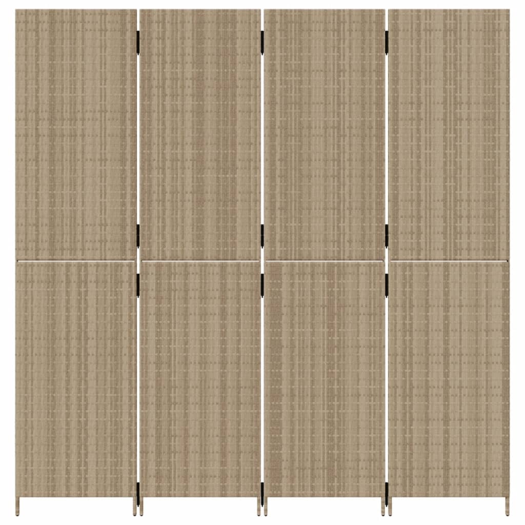 Paravent 4-tlg. Beige Poly Rattan Stilecasa