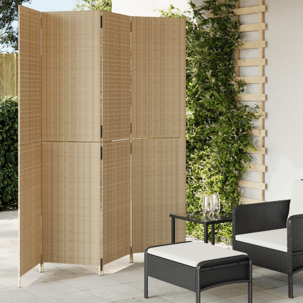 Paravent 4-tlg. Beige Poly Rattan Stilecasa