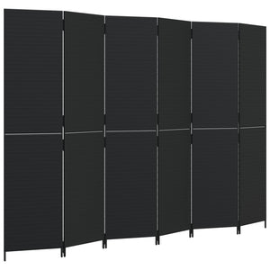 Paravent 6-tlg. Schwarz Poly Rattan Stilecasa