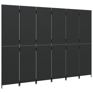 Paravent 6-tlg. Schwarz Poly Rattan Stilecasa