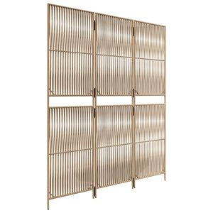 vidaXL Paravent 3-tlg. Beige Poly Rattan