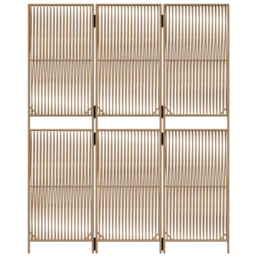 vidaXL Paravent 3-tlg. Beige Poly Rattan