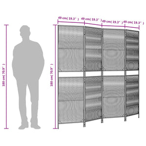 vidaXL Paravent 4-tlg. Braun Poly Rattan