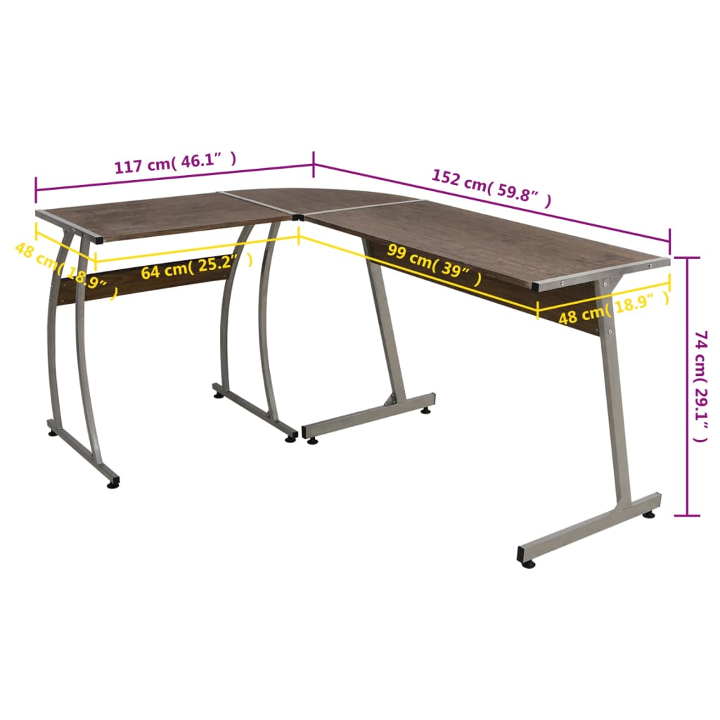 vidaXL Eckschreibtisch Braun Holzwerkstoff