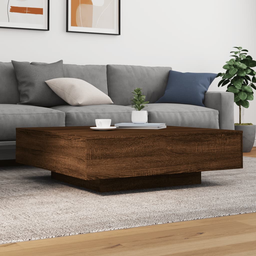 Couchtisch Braun Eichen-Optik 100x100x31 cm Holzwerkstoff Stilecasa