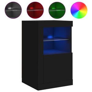 vidaXL Beistellschrank mit LED-Leuchten Schwarz Holzwerkstoff